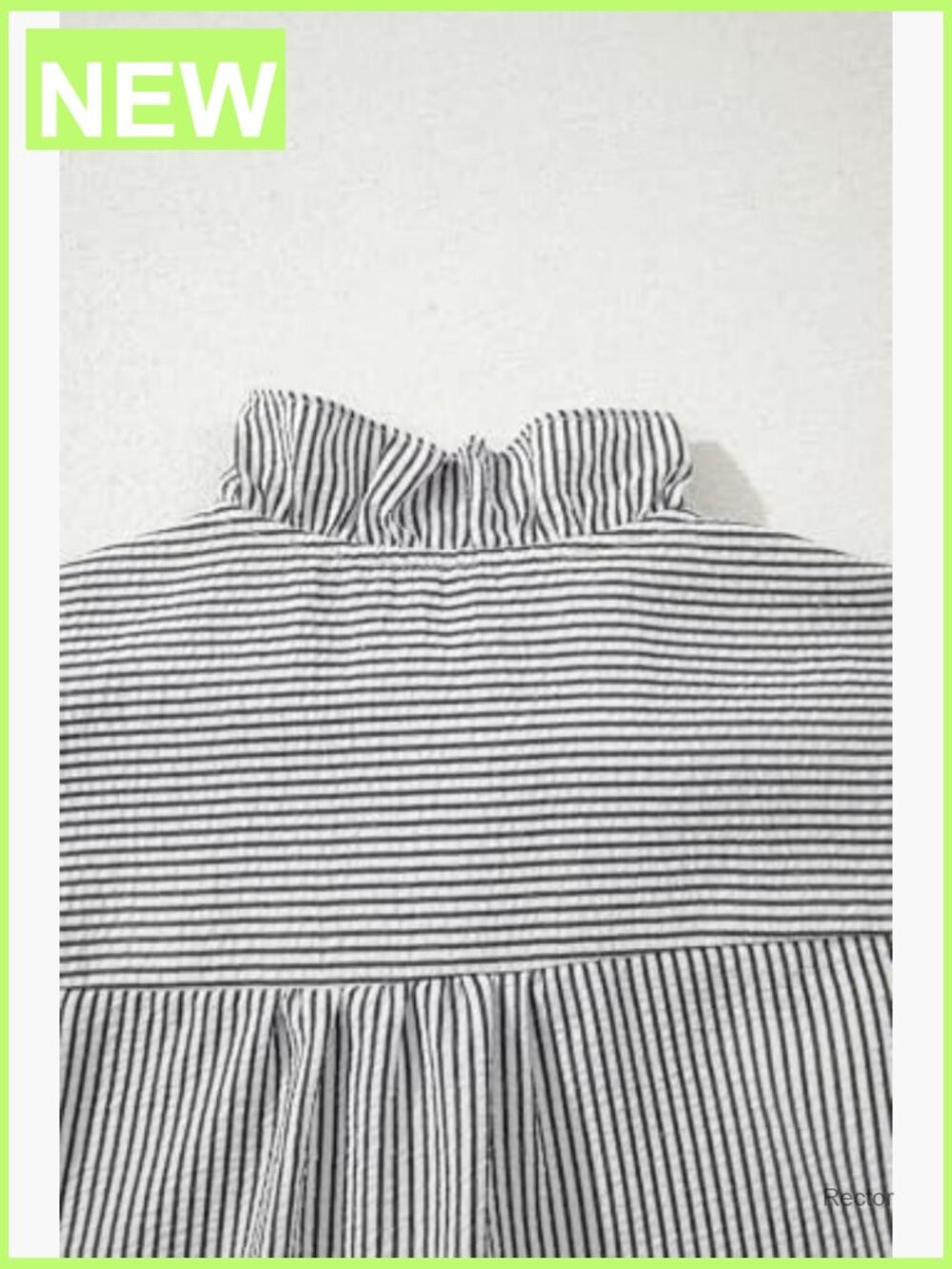 Button Down Ruffle Mock Neck Striped Long Sleeve Shirt Trendy Work Tops Blouse - Picture 6 of 7